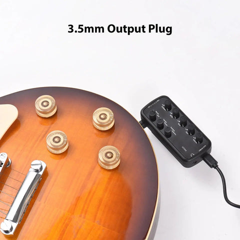 Mini Guitar Amp You Can Take Anywhere Portable Headphone Guitar Amp With Three Built In Speaker Simulations connected to electric guitar