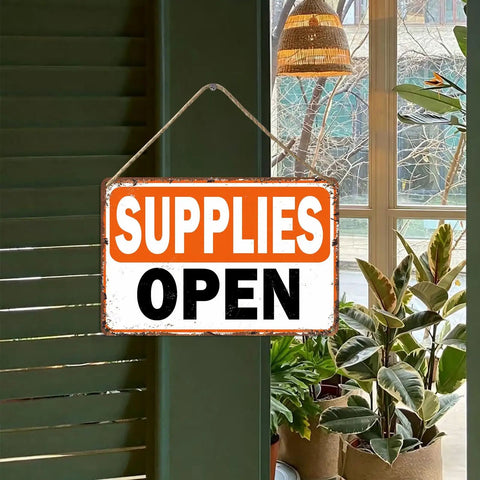 12x8 Inch Aluminum Wall Sign Matte Finish Space Upgrade For Home Cafe Bar Garage Office Shop Warehouse Entryway Or Corridor Durable Anti Rust Waterproof UV Resistant Metal Decor That Keeps Your Walls Looking Fresh, "SUPPLIES OPEN"