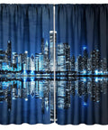 New York Night City Skyline 3D Neon Curtains Set For Bedrooms And Living Rooms, Blackout Window Drapes With Thermal Insulation