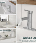 Chrome Single Handle Bathroom Sink Faucet With Pop Up Drain And Overflow Included Durable Brass Construction in various settings