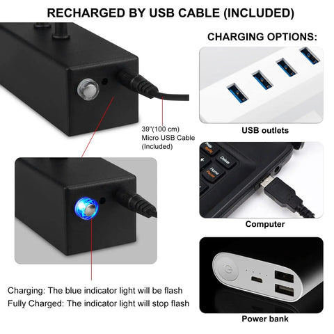 Cordless 16 Inch Picture Light With Timer And Dimmable LED Rechargeable 5000mAh Battery USB charge options and indicators