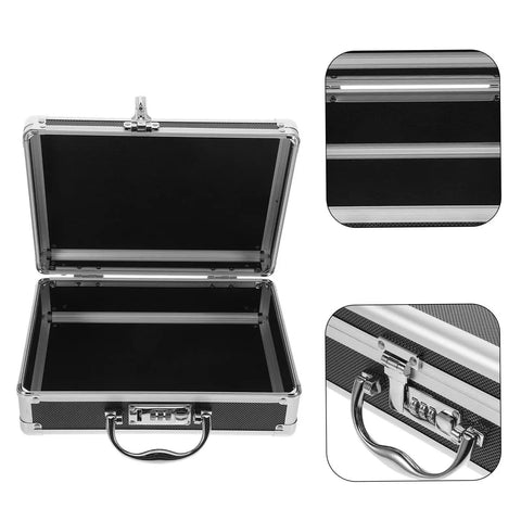 Heavy Duty Aluminum Tool Box With Secure Combination Lock, Boss Grade Hardware Organizer Case For Real Deal Mechanics, open view showing large interior storage and secure latch.