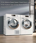 Dryer Cycle Thermostat Replacement For Most Washer Dryer Combos With Precise 153F To 138F Temperature Control Safe Overheat Protection Thermal Fuse Included Easy Install Fits Common Front And Top Load Units in use in a laundry room with matching dryer units.