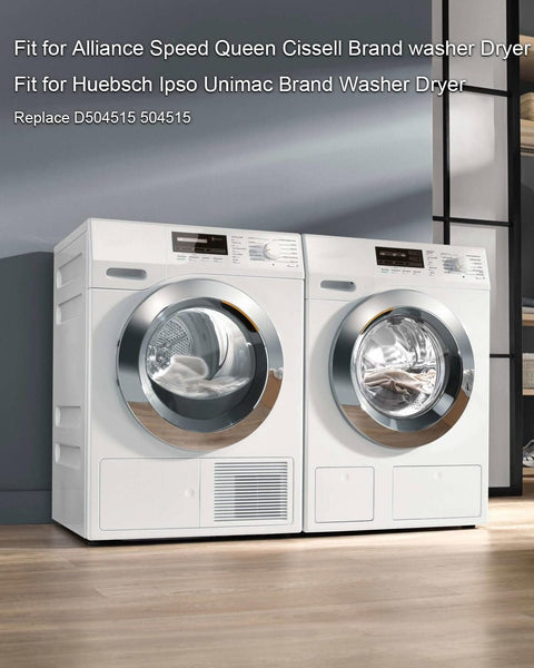 Dryer Cycle Thermostat Replacement For Most Washer Dryer Combos With Precise 153F To 138F Temperature Control Safe Overheat Protection Thermal Fuse Included Easy Install Fits Common Front And Top Load Units in use in a laundry room with matching dryer units.
