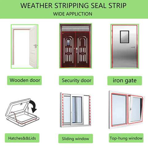 Heavy Duty Rubber Weather Stripping Seal For Doors And Windows Waterproof Self Adhesive Weatherstrip Soundproofing Gasket