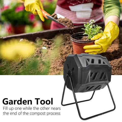 Outdoor 160L Rotating Compost Tumbler Bin For Garden And Yard Waste, Large Capacity Compost Bin For Kitchen Scraps And Green Waste