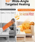 Portable Indoor Space Heater That Heats Up Fast With 2 Second Rapid Heat From PTC Ceramic Tech 60 Degree Adjustable Angle