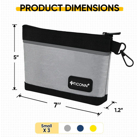 Heavy Duty 1680D Oxford Tool Pouches With Zipper Waterproof Small Tool Bags For Organization And Storage 3 Pack Durable