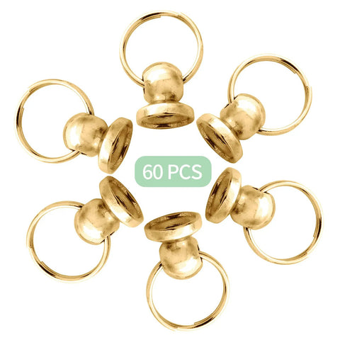 Top Shelf Gold Screwback Round Head Rivets With Pull Rings Heavy Duty Zinc Alloy 8 mm Fasteners For Leathercraft 60 pieces displayed.
