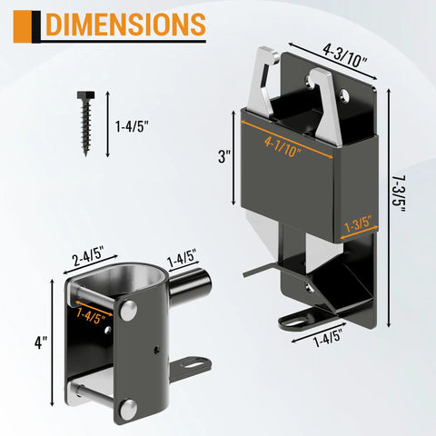 Heavy Duty Two Way Farm Gate Latch Lockable Livestock Latch Anti Rust Steel Ranch Fence Hardware dimensions illustration.