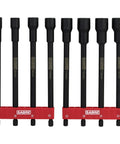 Metric Impact Magnetic Nut Driver Set Eight Piece With Seven To Fourteen Millimeter Sizes, 1/4 Inch Hex Shank, red dual storage rails