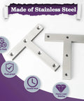 Top Tier Stainless Steel T Brackets For Wood Shelving And Home Repairs rust resistant corner bracket mending plates displayed at an angle