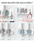 Heavy Duty Wall Mount Mop And Broom Holder 2 Pack with 2 in 1 No Drill and Screw Installation, waterproof rustproof design