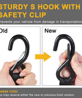 Comparison of old and new S hooks with safety clips for Cam Buckle Tie Down Straps 8Ft 1250Lbs Break Strength 4 Pack With S Hooks.