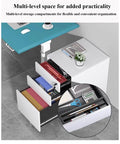 Compact Metal Rolling File Cabinet With Lock For Home Office, 3-Drawer Under-Desk Storage with open drawers and stationery
