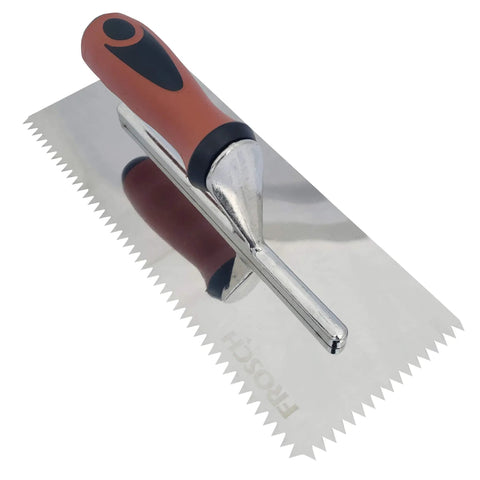 Stainless Steel V Notch Tile Trowel Quarter Inch With Comfort Grip Handle Heavy Duty Rust Proof 11 Inch Length