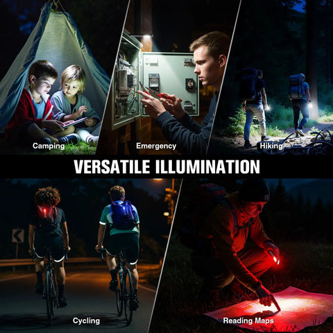 People using Ultra Slim EDC Flashlight Rechargeable With 8 Modes Magnetic Base And Clip in camping, repair, hiking, cycling, mapping.