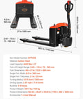 VEVOR Electric Pallet Jack Truck with carbon steel frame, 4400 lbs capacity, 27x48 inch steel forks for easy maneuvering.