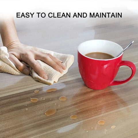 Office Chair Mat for Hardwood Floors 36x47 Heavy Duty Desk Chair Floor Protector Easy Clean Non Slip PVC Mat with spilled coffee and towel