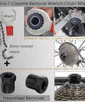 All In One Bike Tool Kit With Eight Pro Grade Bicycle Repair Tools For Mountain Bikes Include Cassette Remover Wrench and Freewheel Remover