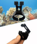 Two Pack Snorkel Clips Universal Plastic 25mm Snorkel Holder And Retainer For Scuba Diving; close-up view of snorkel clip.
