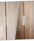 Hidden Finger Pulls For Cabinets And Drawers, 64mm Hole Spacing, brushed aluminum handles on light and dark wood surfaces.