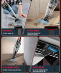 Beast Mode 9000 Pa Cordless Handheld Vacuum accessories, including brushes for diverse cleaning tasks at home and in vehicles.