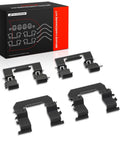 A Premium Front Disc Brake Hardware Kit With Heavy Duty Clips And Bushings Perfect For Honda Civic And Subaru Outback Forester Impreza WRX Models To Keep Your Car Stopping Smoothly On The Road Without Any Squeaky Annoying Noise. box with front brake clips and bushings