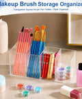 Clear Acrylic Desk Organizer Set 3 Pack With 4 Compartments Holds Pens Pencils Markers Rulers Makeup Brushes And Small Office Supplies