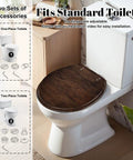 Generic Toilet Seat Replacement Round Slow Quiet Close Resin Wood Bathroom on standard toilet with adjustable hinges.