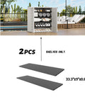 Heavy Duty Metal Shelf Set For 60 Gallon Outdoor Storage Cabinet, 33.3 Inch Wide By 9 Inch Deep By 0.6 Inch Thick, Black Two Shelves