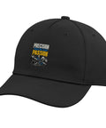 Cool Black Adjustable Baseball Hat For Machinists And CNC Pros Featuring Vise Gauge Square Printed Design side view