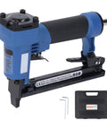 No Fuss 22 Gauge Pneumatic Brad Nailer For Smooth Furniture Refurbishing And Cabinet Setup Featuring an ergonomic handle and accessories.