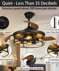 42 Inch Retractable Ceiling Fan With Lights Remote Control And Wall Switch Inverter Dual Control Six Speeds Industrial Design