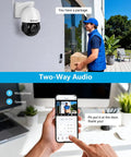 Top Shelf 4K 8MP Poe PTZ Outdoor Security Camera Delivering A Legit 20X Optical Zoom, monitoring delivery at a door.