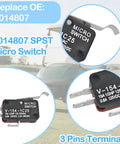 Close-up of Club Car Golf Cart Micro Switch Kit Two And Three Prong Replacement Set 1014808 And 1014807 showing three pins terminals.