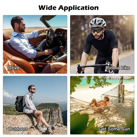 4 Pack Polarized Clip On Lenses For Meta Wayfarer Gen 2 Smart Glasses in use while driving, biking, outdoors, and relaxing.