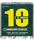 10-Pack 6-Inch Heavy Duty Landscape Staples Tough-As-Nails Rust-Proof Galvanized 11-Gauge U-Pins packaging front view