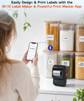 Dead Simple Wireless Bluetooth Label Printer With Tape Slick Portable Unit generates address and barcode labels on jars.