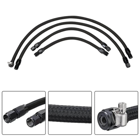 Steam Vent Hose And Coolant Crossover Kit For LS Series Engines LS1 LS2 LS6 LM7 LSX Stainless Steel Braided Nylon Black 4-piece set