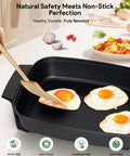 Cooking eggs in Medley XL Digital Electric Skillet Family Size Griddle With Glass Lid 100 To 425F Precision Heating 7 Qt PFAS Free