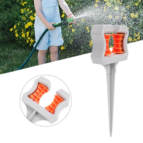 Three Pack Garden Hose Guide Spikes With Durable ABS Roller Guides, showing product detail and use in garden watering