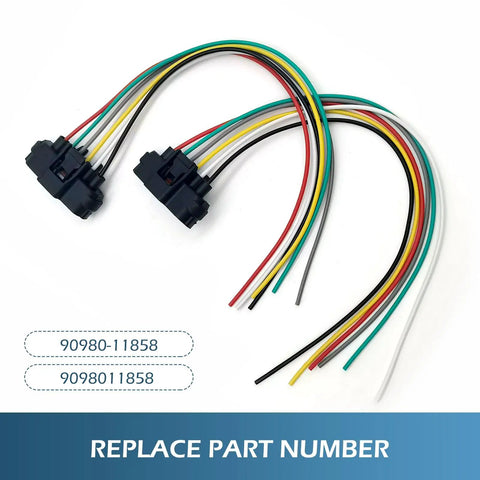 2 Pack Throttle Body Pigtail 6 Pin Plug And Play Throttle Position Sensor Repair Connector Waterproof And Heat Resistant Vehicle Harness Plug Connector Compatible With 9098011858 Black with colorful wires shown.