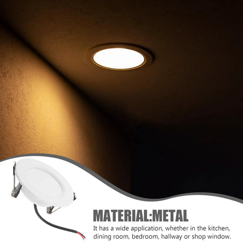 ROMISBABA 10 Pcs White LED Recessed Downlight Retrofit with Metal Housing installed in a ceiling, providing warm lighting.