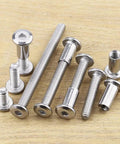 Twelve Pack Heavy Duty 1/4-20 By 3-1/2 Inch Flat Head Hex Socket Cap Screws Paired With Barrel Nuts And Hex Spanner Built Tough From 304 Stainless Steel.
