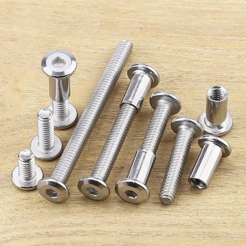 Twelve Pack Heavy Duty 1/4-20 By 3-1/2 Inch Flat Head Hex Socket Cap Screws Paired With Barrel Nuts And Hex Spanner Built Tough From 304 Stainless Steel.