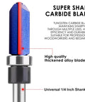 Pattern Flush Trim Router Bit Set With Bottom Bearing, Pro Grade Tungsten Carbide Bits for Clean Wood Cuts, 1/4 Inch Shank