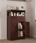 Sturdy Dark Brown Standing Go To Storage Cabinet With Drawers And Shelves For Kitchen Pantry And Home Bar Floor Hutch Cupboard