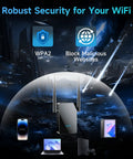 4X Faster WiFi Extender With Ethernet Port, Long Range Home Signal Booster, security features illustration