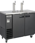 Badass Black Draft Beer Dispenser With Dual Insulated Taps And Heavy Duty Stainless Steel Top, large capacity for two kegs.